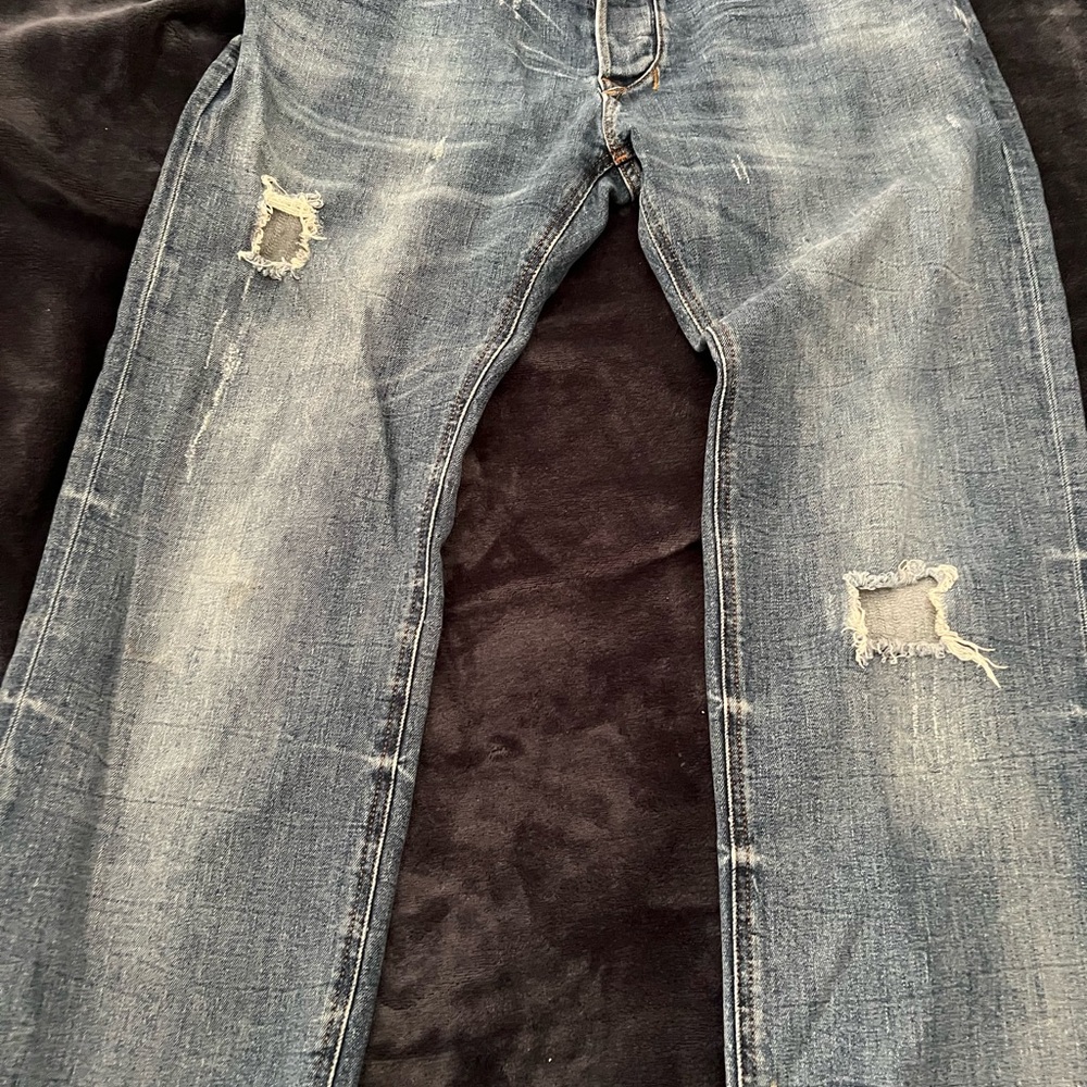Diesel distressed button-fly Men's Blue Jeans, 36x32